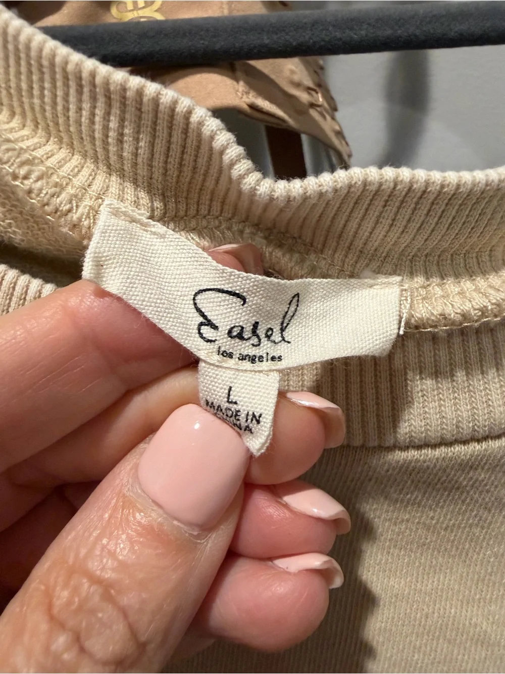 easel Cream Ribbed Neck Pullover - Picture 6 of 6